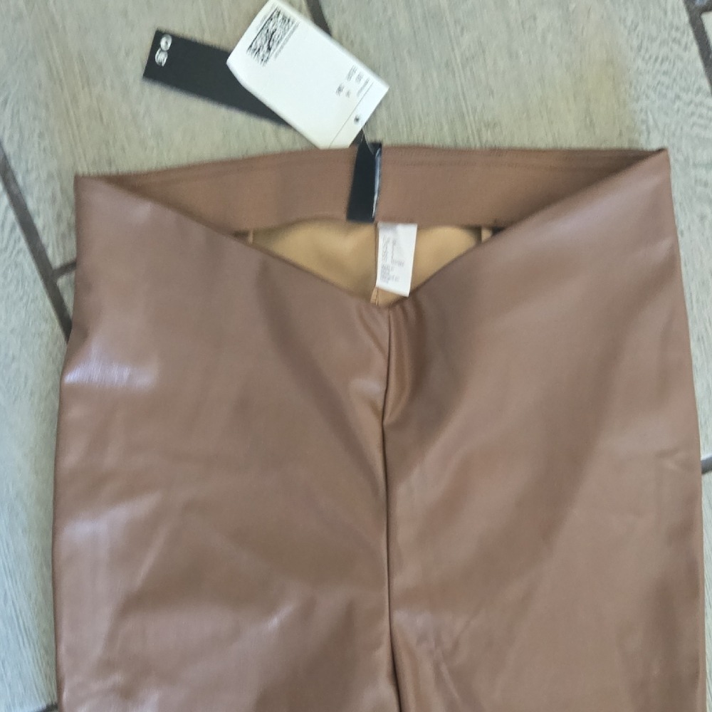 H&M Divided Faux Leather Flare Pants – Brown, Size 4 - Picture 6 of 11